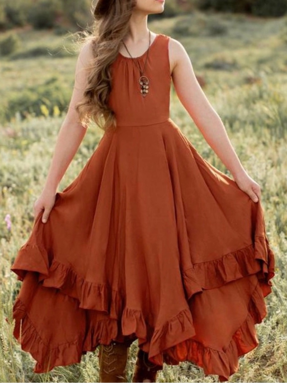 Girls Joyfolie Paisley Dress in Cinnabar Clay Size 14 EUC
